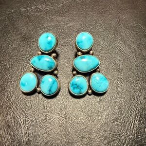 Blue Stone Silver Earrings